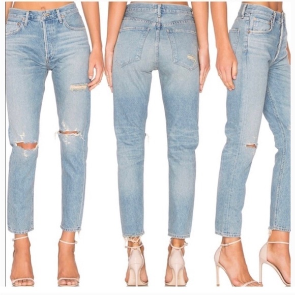 Agolde Jamie High Rise Classic Distressed Jeans in Dakota 23 - Picture 9 of 9